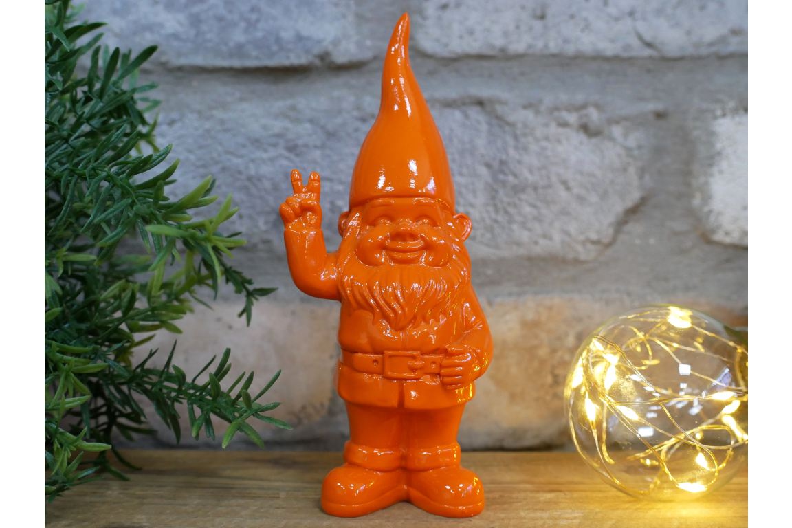 Peace Gnome - Small Orange Statue