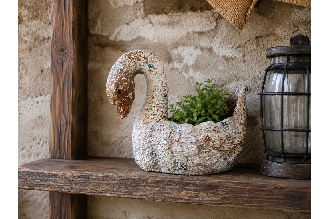 Rustic Swan Planter Indoor/Outdoor