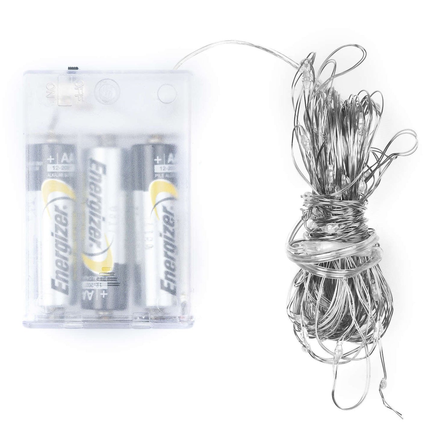 Premium 100 LED Battery Micro Lights Silver Wire 10m