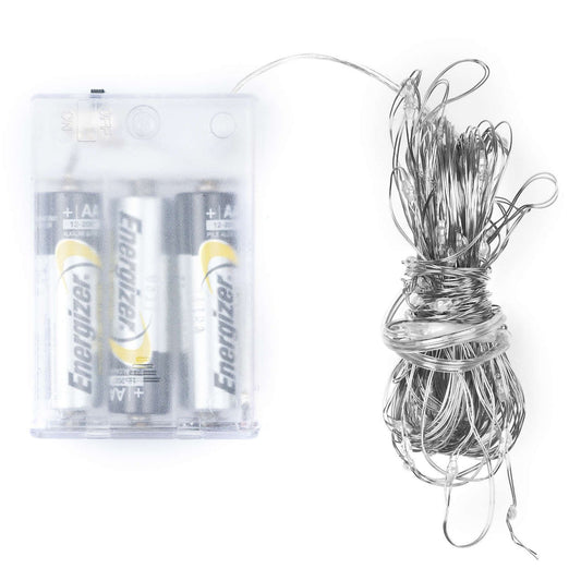Premium 100 LED Battery Micro Lights Silver Wire 10m