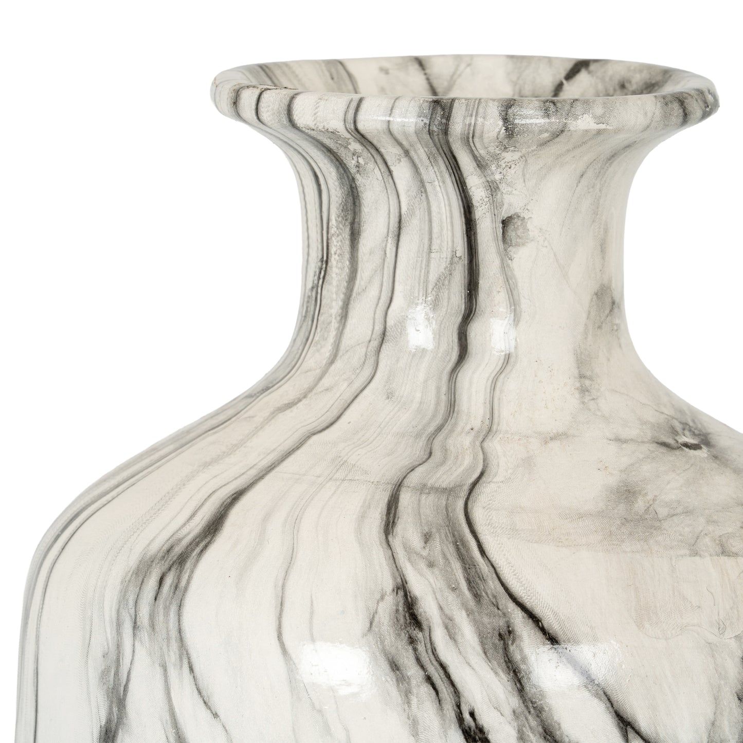 Marble Effect Squat Ceramic Vase