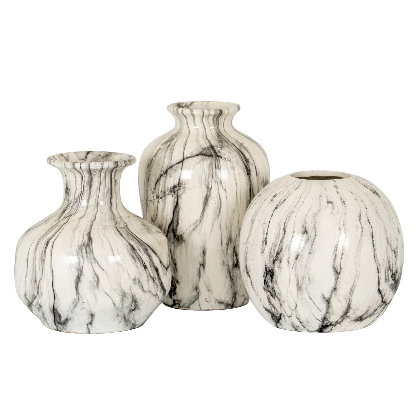 Marble Effect Squat Ceramic Vase