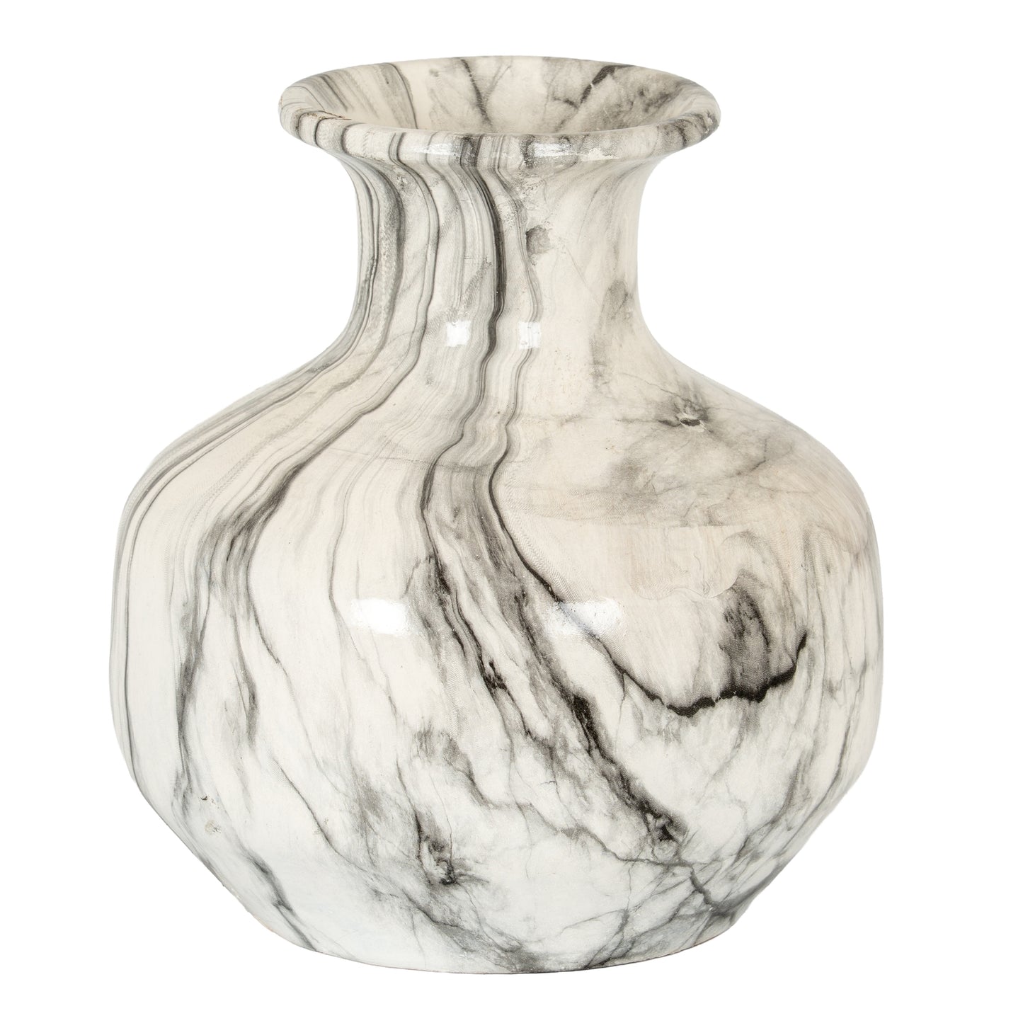 Marble Effect Squat Ceramic Vase