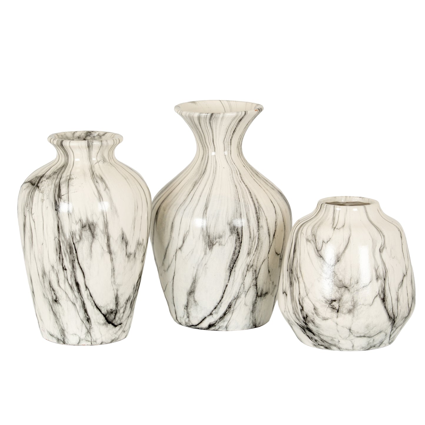 Marble Effect Ellipse Large Ceramic Vase
