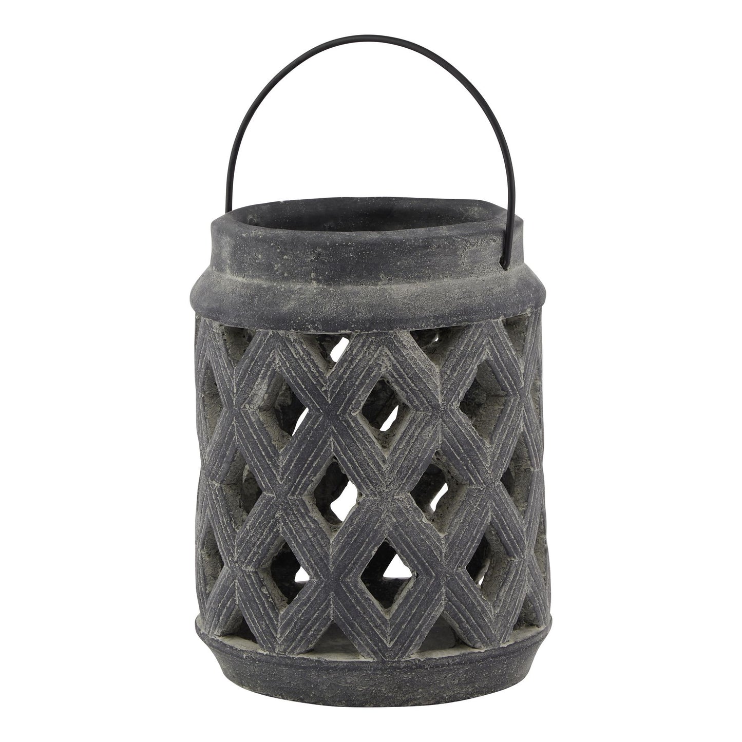 Amalfi Grey Large Lattice Candle Lantern