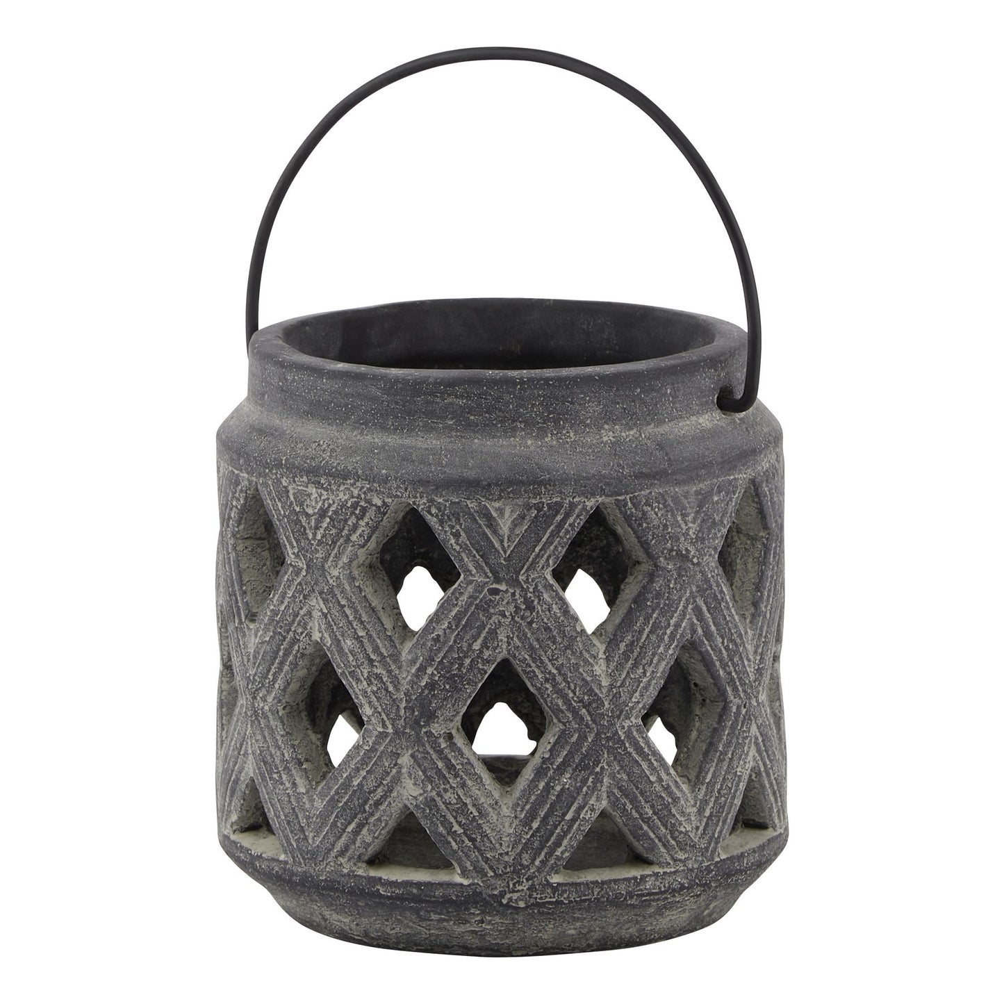 Amalfi Grey Medium Lattice Candle Lantern