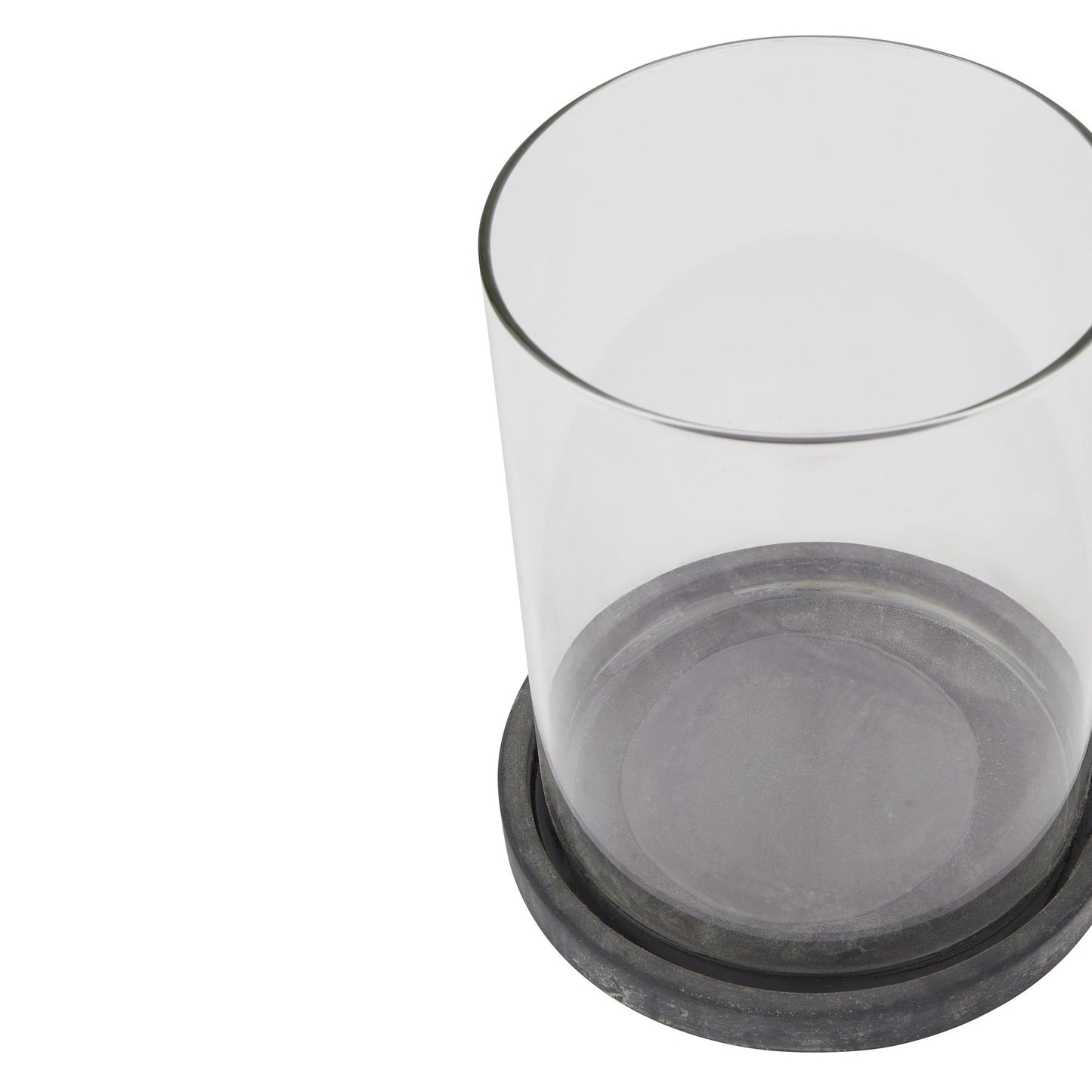 Amalfi Grey Large Ceramic & Glass Hurricane Candle Lantern