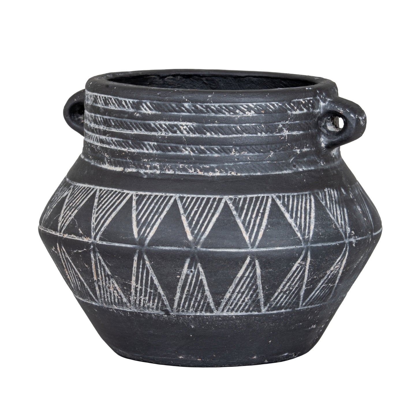 Etched Collection Ceramic Pot With Handle