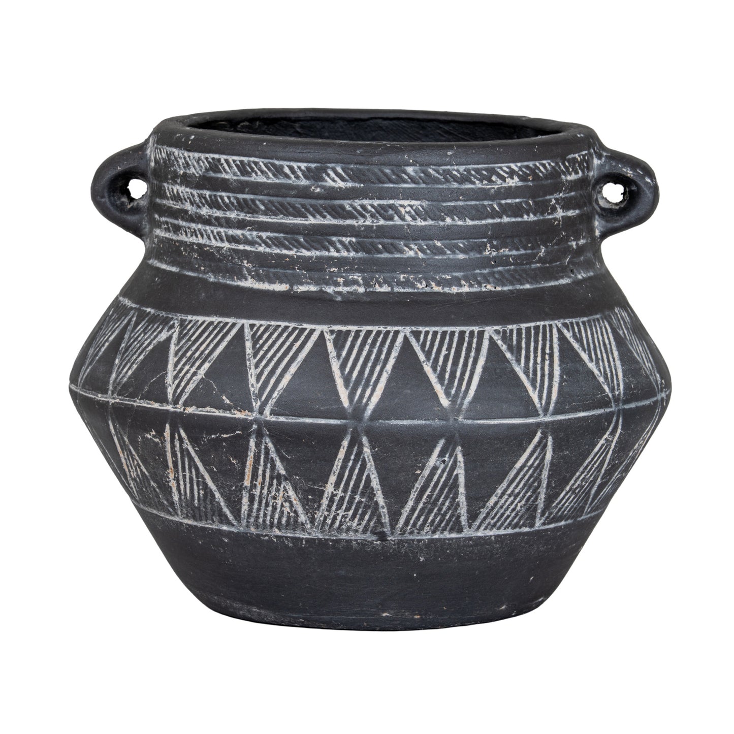 Etched Collection Ceramic Pot With Handle
