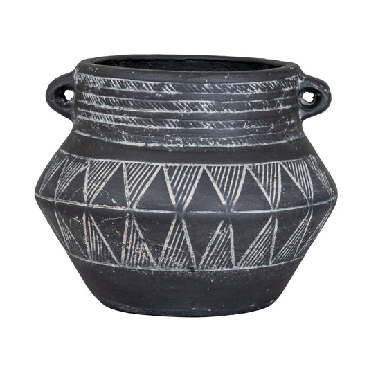 Etched Collection Ceramic Pot With Handle