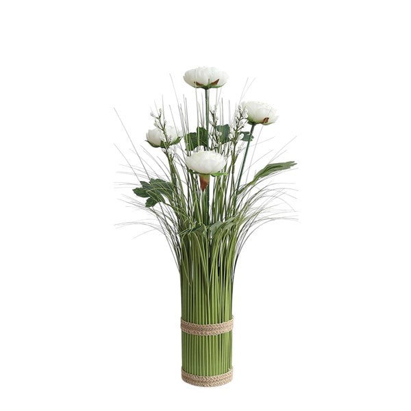 White Camellia Grass Floral Bundle 45cm