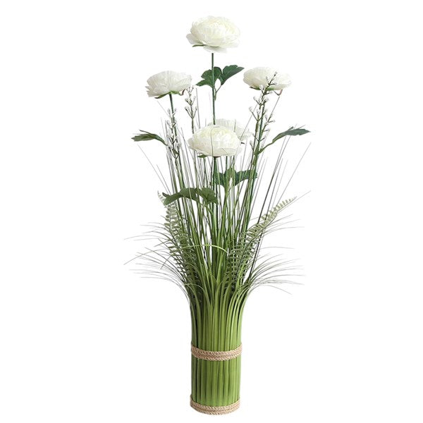 White Camellia Grass Floral Bundle 65cm