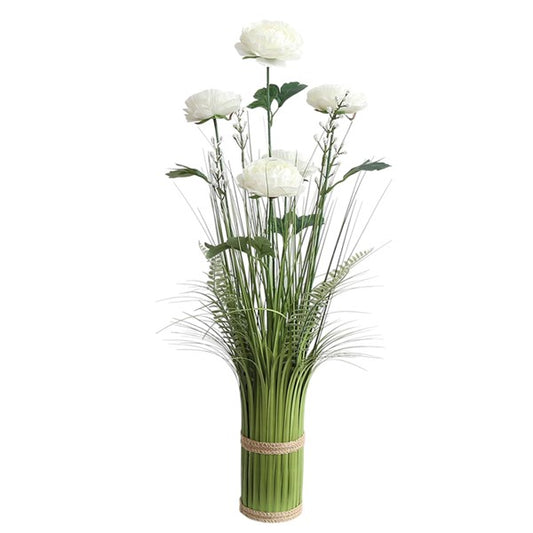 White Camellia Grass Floral Bundle 65cm