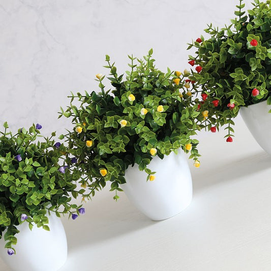 Bonsai Yellow Faux Floral In White Pot 30cm