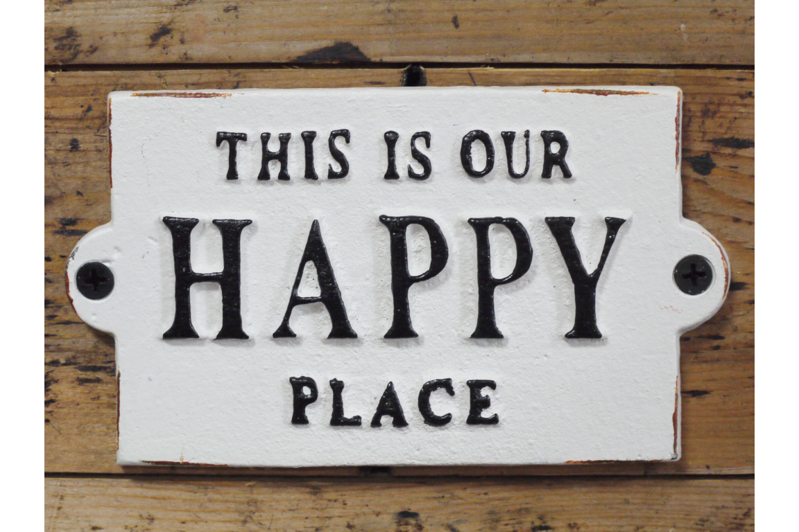 Cast Iron Sign White  - Happy Place