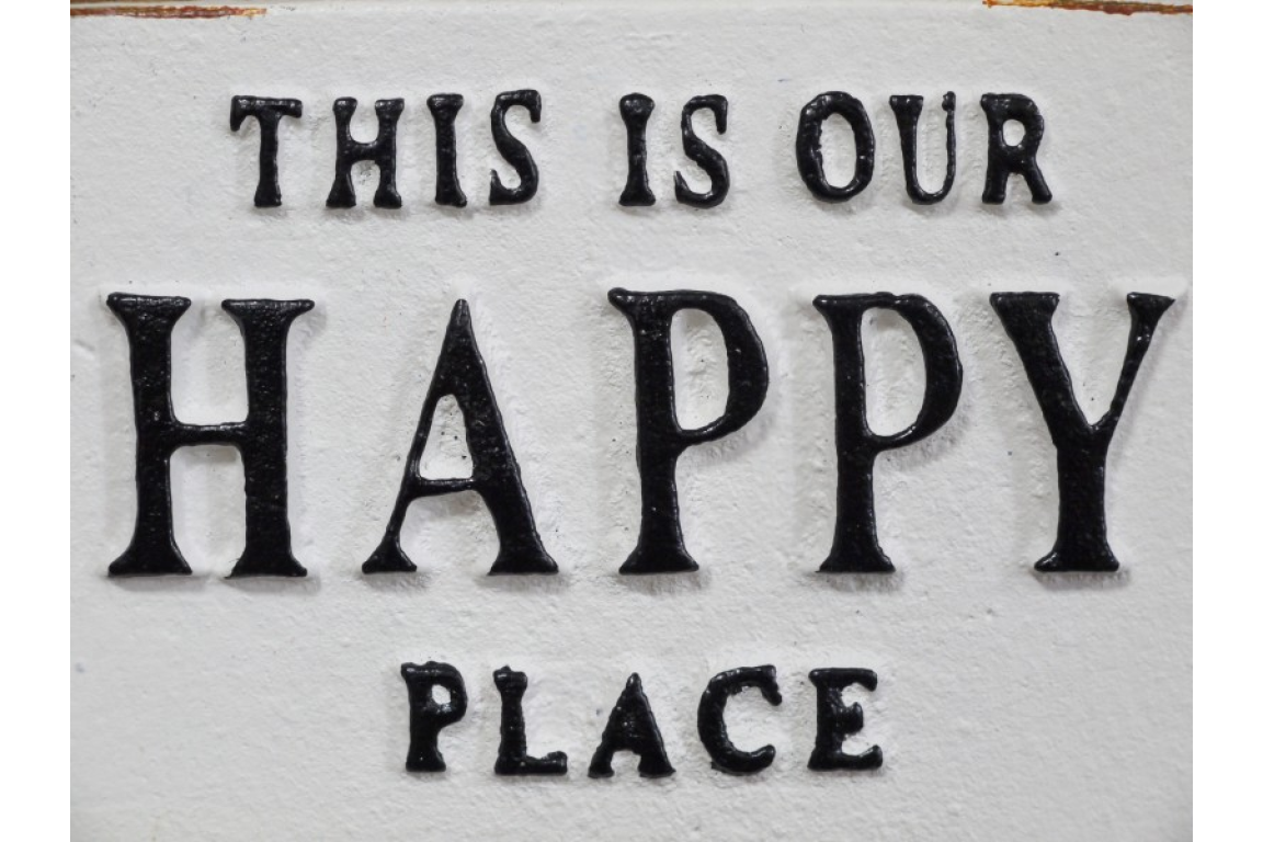 Cast Iron Sign White  - Happy Place