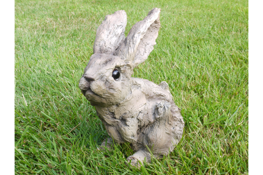 Loveable Bunny wood-effect statue for home or garden