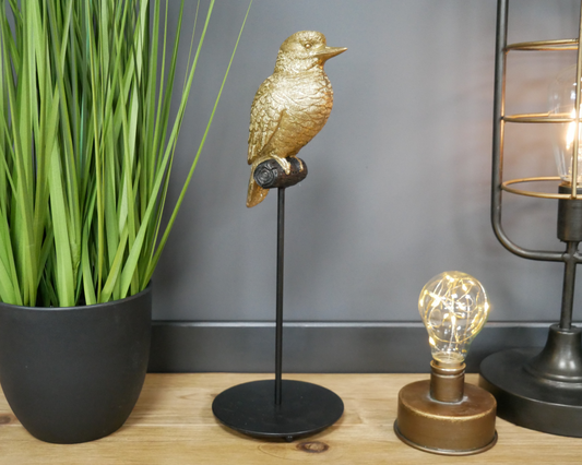 Gold Bird On A Stand Home Decor Ornament
