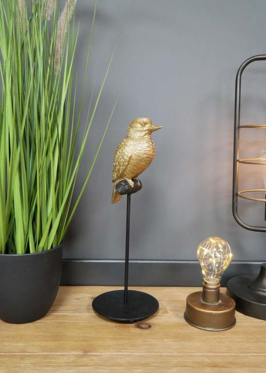 Gold Bird On A Stand Home Decor Ornament