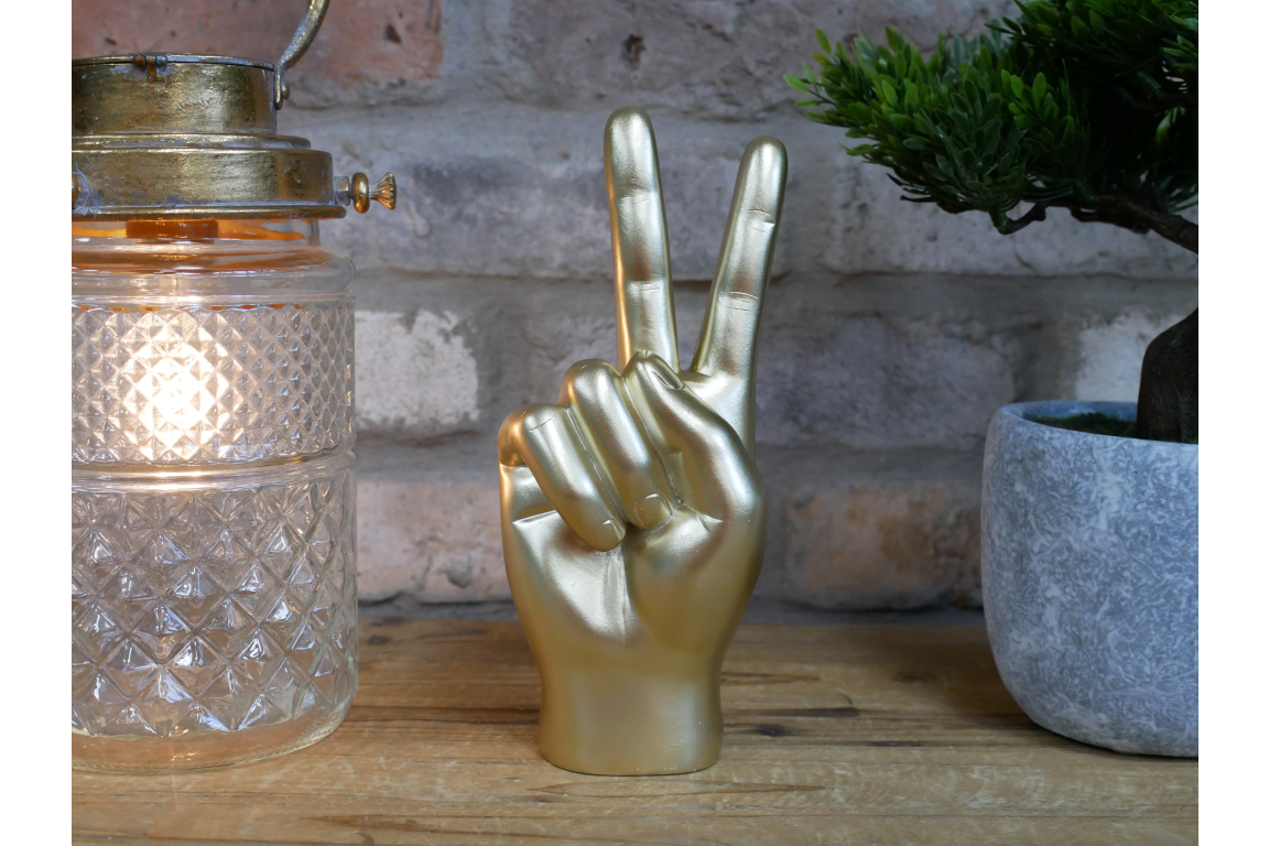 Peace Hand Gold Statue
