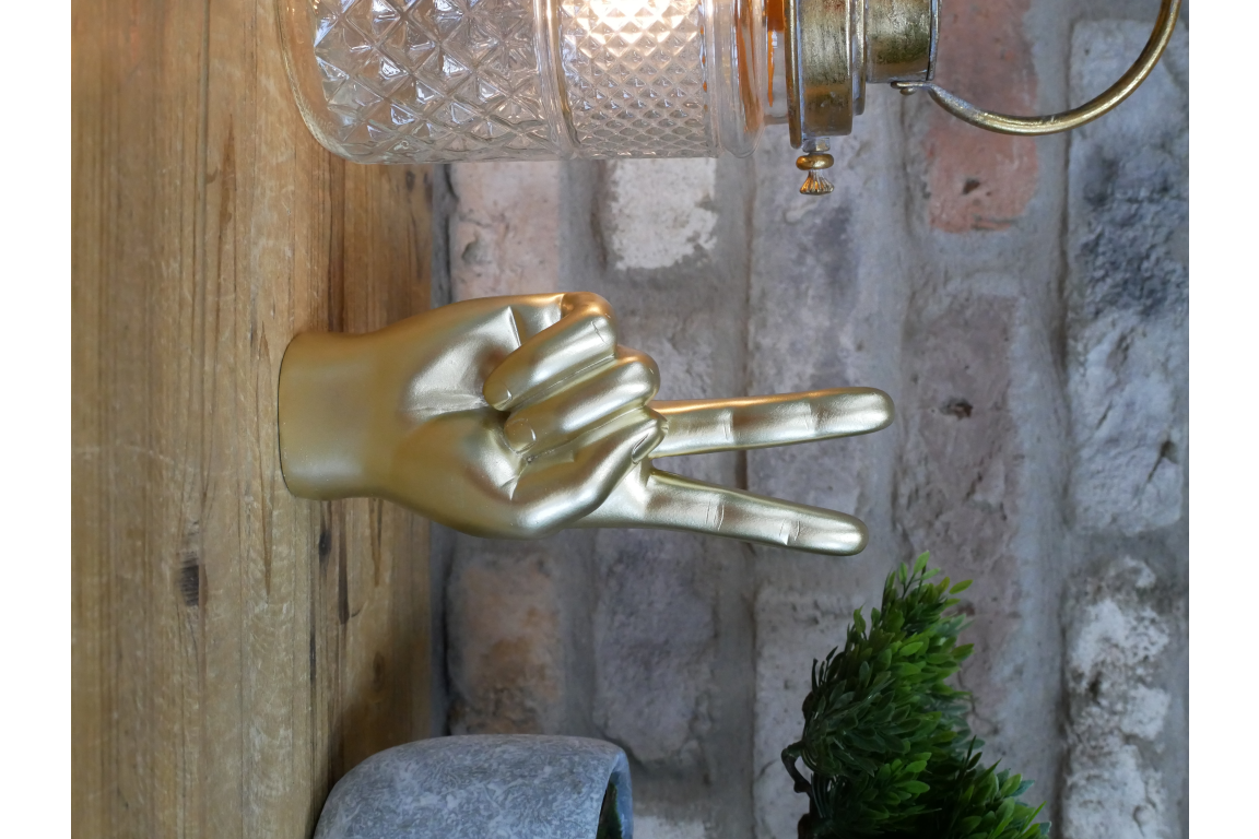 Peace Hand Gold Statue