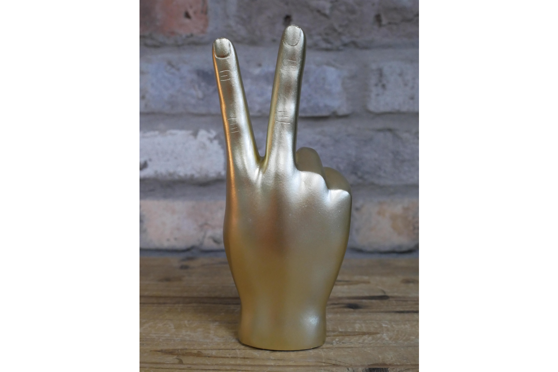 Peace Hand Gold Statue