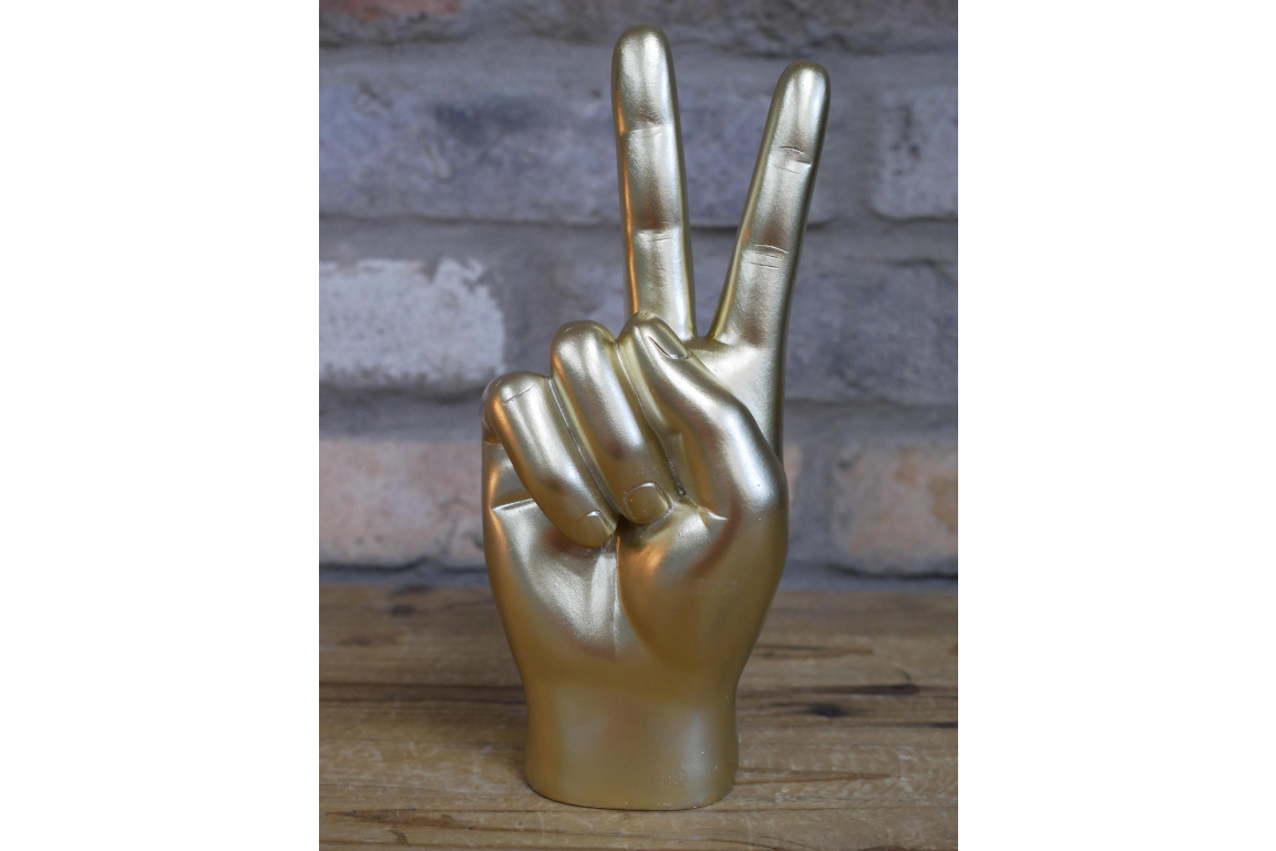 Peace Hand Gold Statue