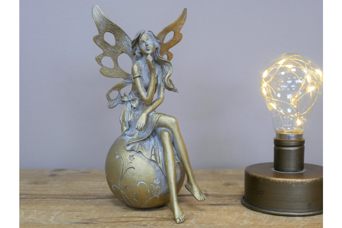 Gold Sitting Fairy Ornament