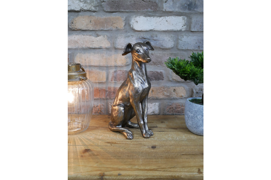 Antique Gold/Bronze Sitting Dog Statue