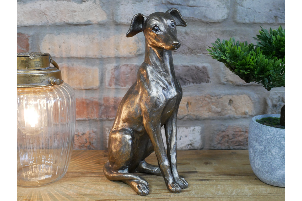 Antique Gold/Bronze Sitting Dog Statue