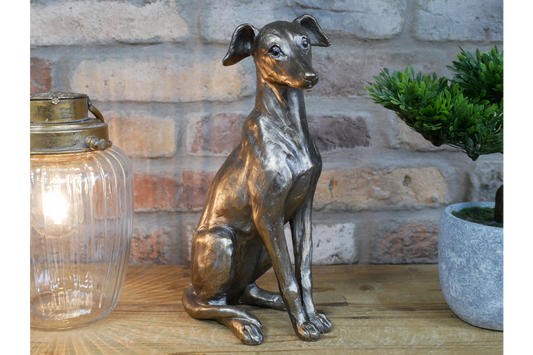 Antique Gold/Bronze Sitting Dog Statue