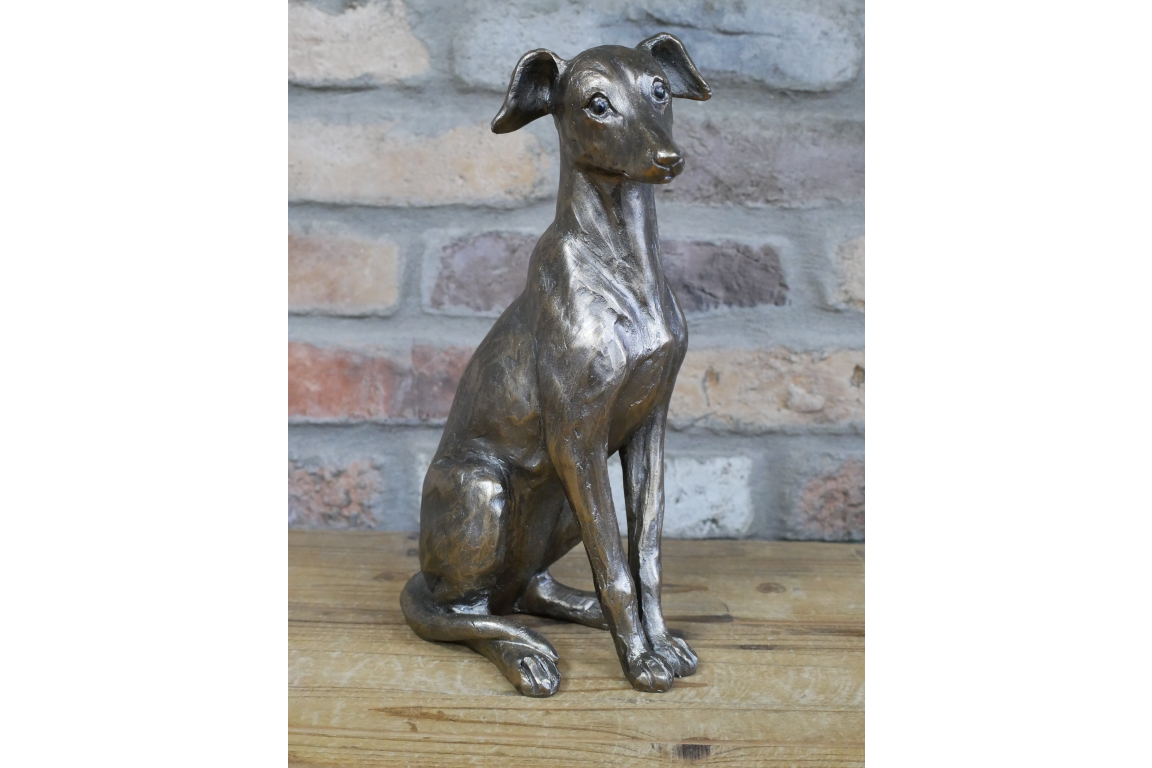 Antique Gold/Bronze Sitting Dog Statue