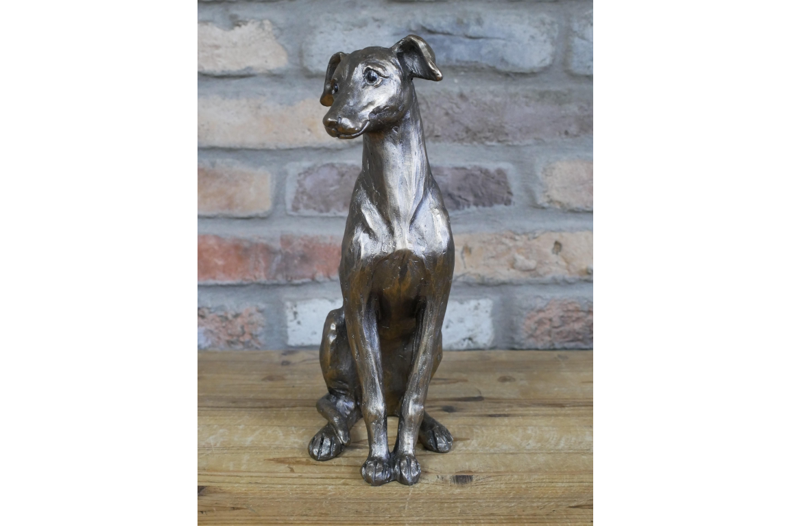 Antique Gold/Bronze Sitting Dog Statue