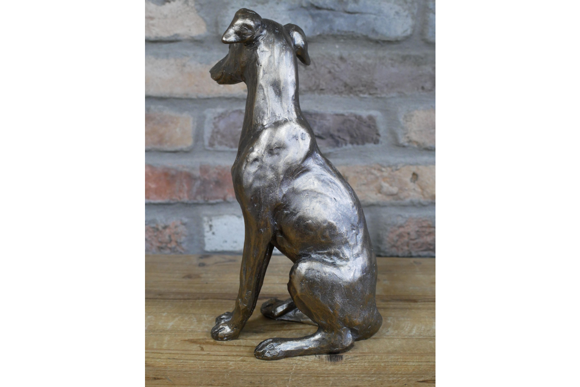 Antique Gold/Bronze Sitting Dog Statue