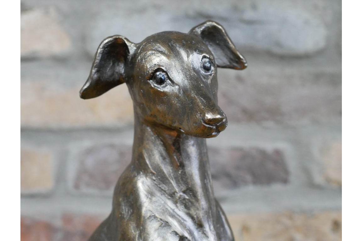 Antique Gold/Bronze Sitting Dog Statue