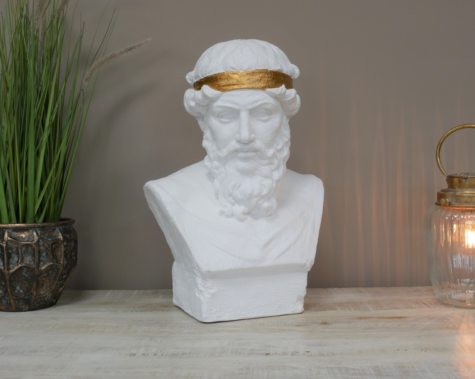 Greek Male Bust In White Stone Effect With Gold Band 47cm39.99