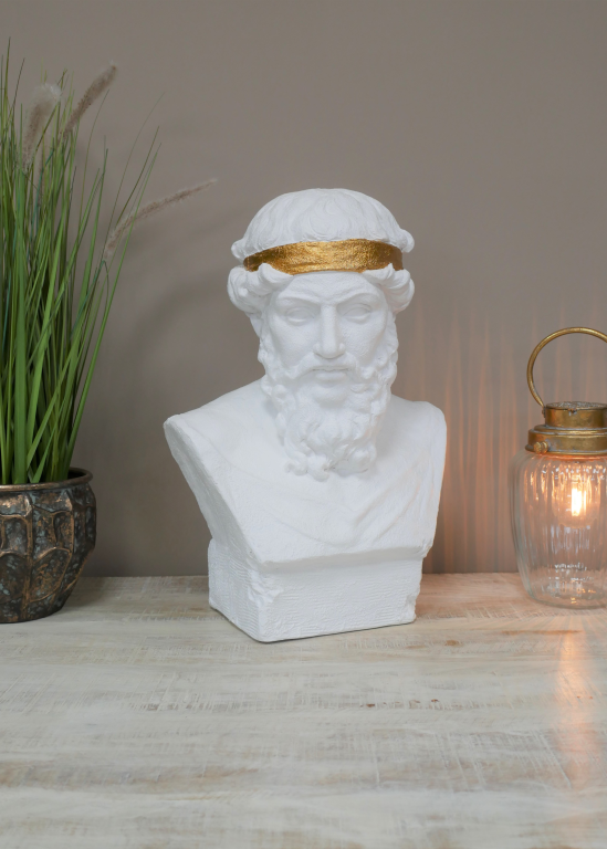 Greek Male Bust In White Stone Effect With Gold Band 47cm39.99