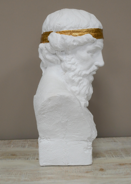 Greek Male Bust In White Stone Effect With Gold Band 47cm39.99