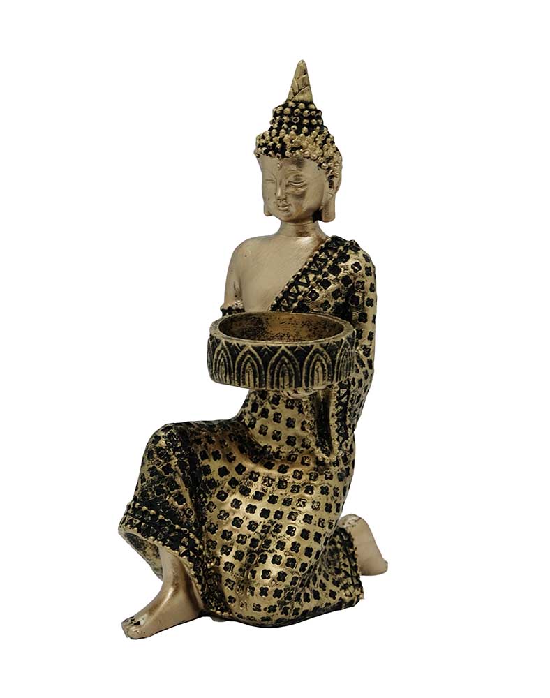 Buddha Sitting T-Light Holder in Bronze/Gold