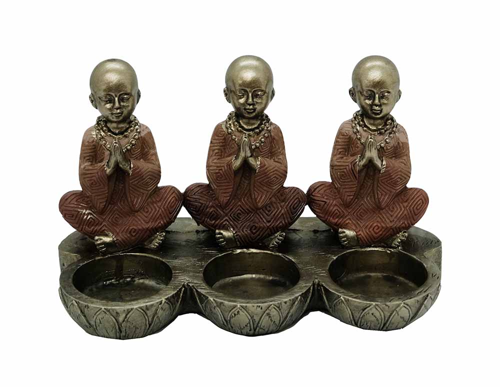 Three Praying Monks T-Light Holder