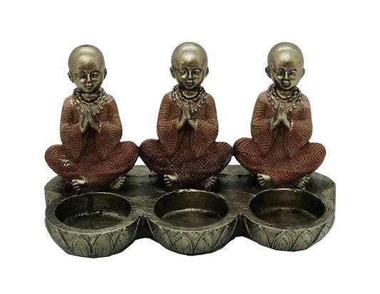 Three Praying Monks T-Light Holder