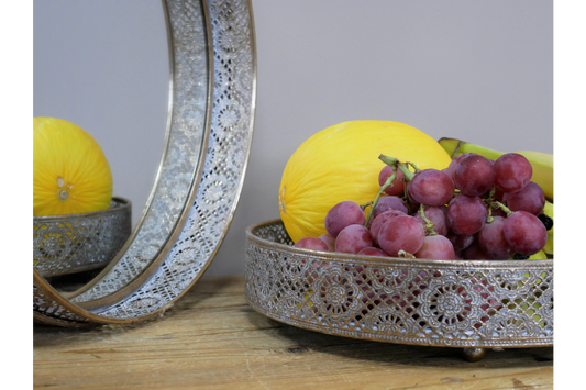 Small Ornate Antique Gold Style Mirrored Tray