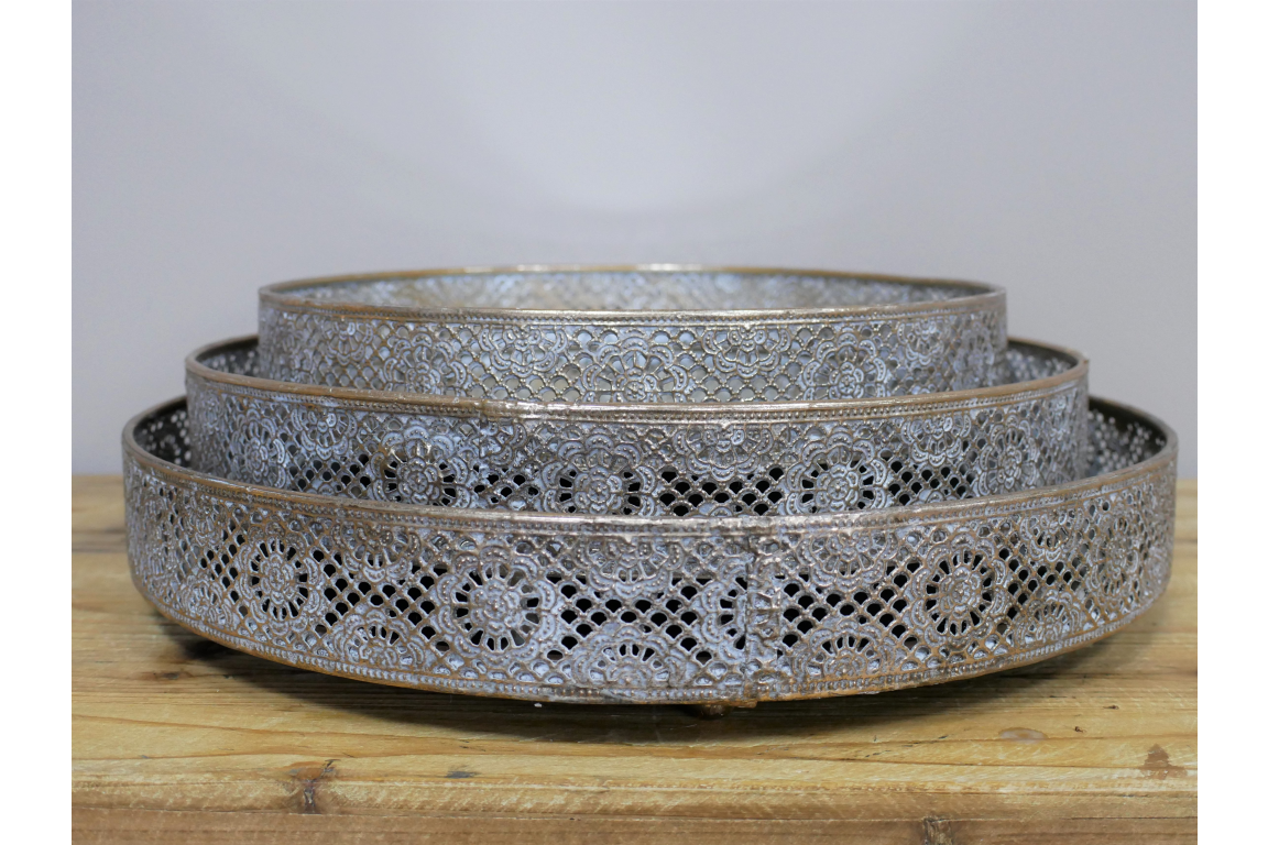 Small Ornate Antique Gold Style Mirrored Tray