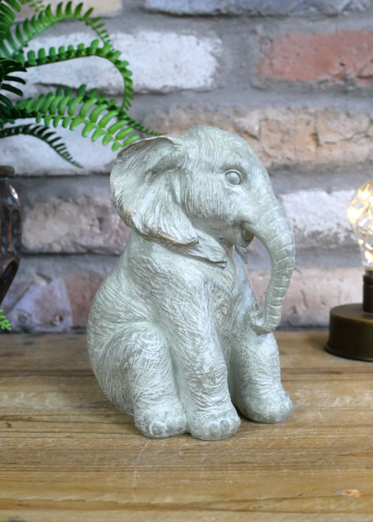 Elephant Statue Pale Grey