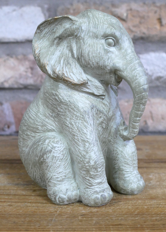Elephant Statue Pale Grey