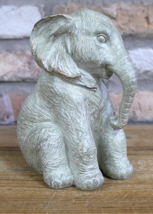 Elephant Statue Pale Grey