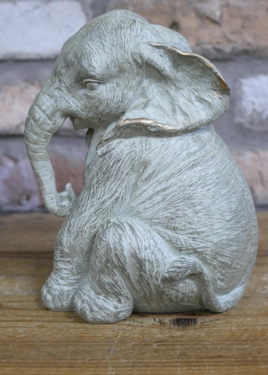 Elephant Statue Pale Grey