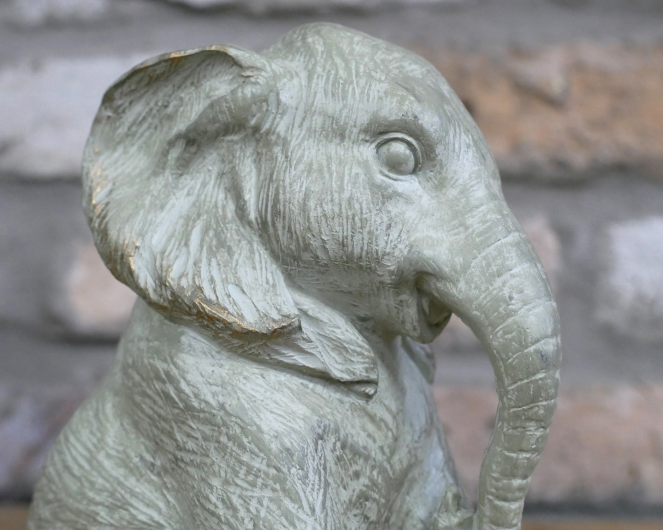 Elephant Statue Pale Grey
