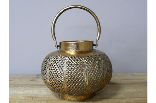 Morocan Style Gold Metal Candle Holder