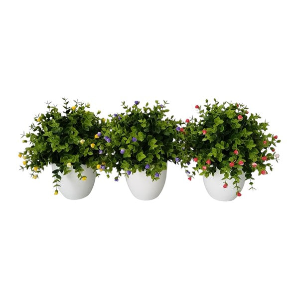 Bonsai Purple Faux Floral In White Pot 30cm